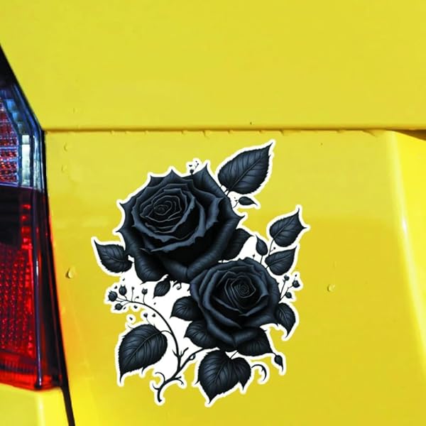 2 piezas de calcomanía gótica de rosa negra para coche 11 x 14 cm, impermeable, estética, adecuada para coche, portátil, pared, ventana, viajes Extra Durable Vinyl | # DS10 - 5