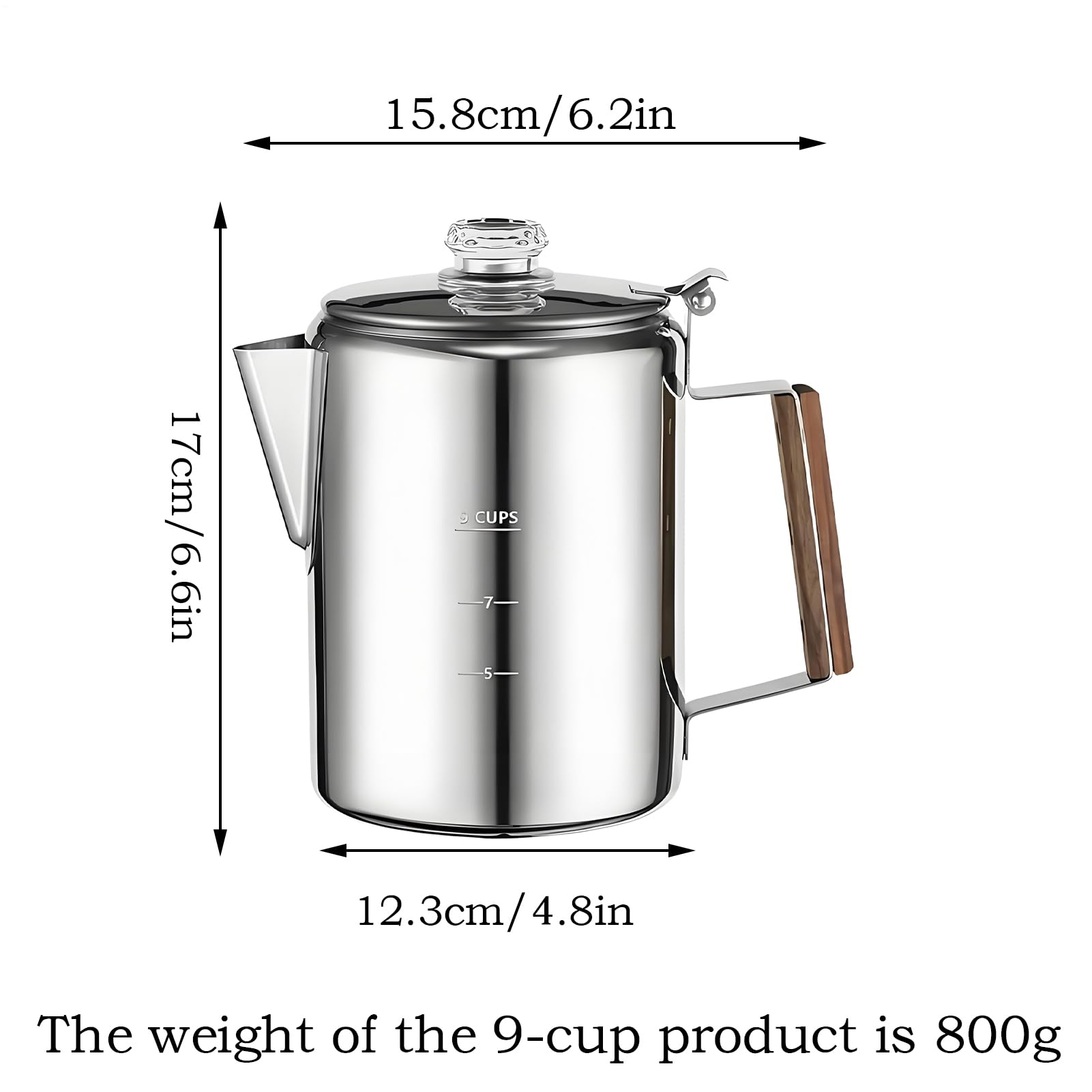 Generisch Percolator Coffee Pot, Portable Maker, Compact Vintage Design, idealny na kemping, plażę, dla rodziny lub przyjaciół, idealny do warzenia na zewnątrz 15 x 10 x 10 x 10 cm