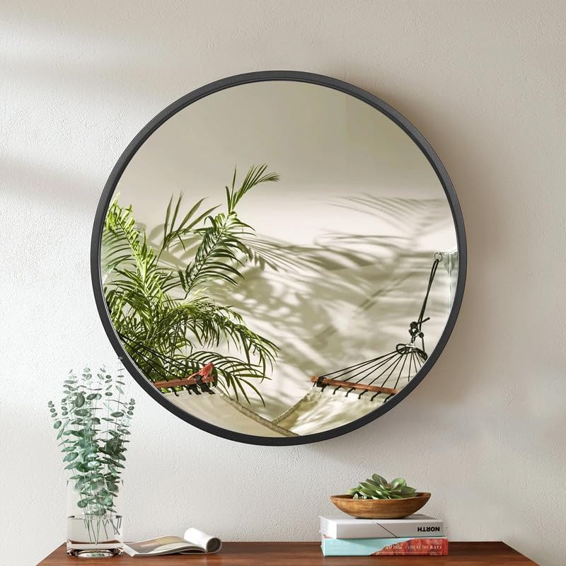 Best Decorative Wall Mirrors: Frameless vs Framed 60 Art Street Round Metal Wall Mirror, Framed Decorative HD Vanity M...