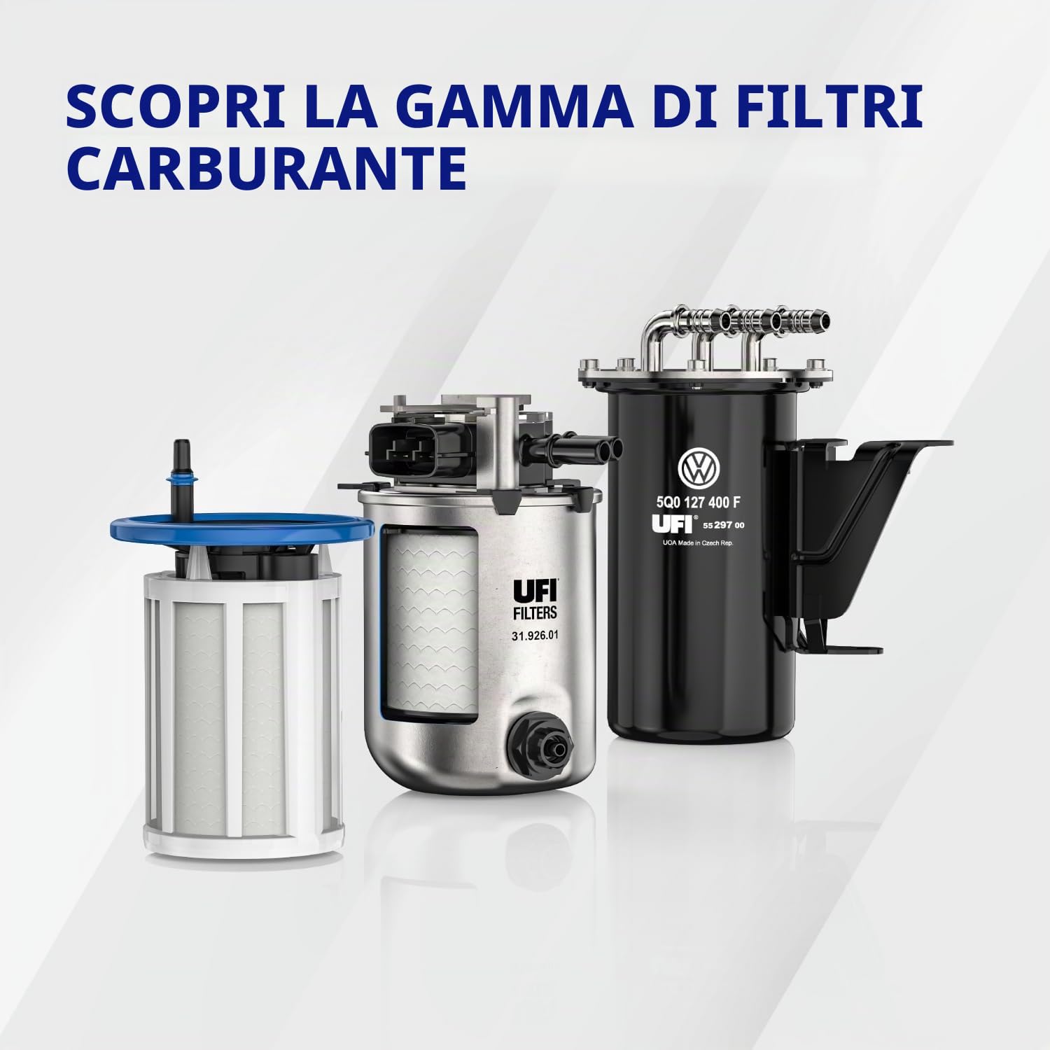 UFI Filters, Filtro Gasolio 55.139.00, Filtro Carburante per Ricambio, Adatto ad Auto, Applicabile su Diversi Modelli Fiat