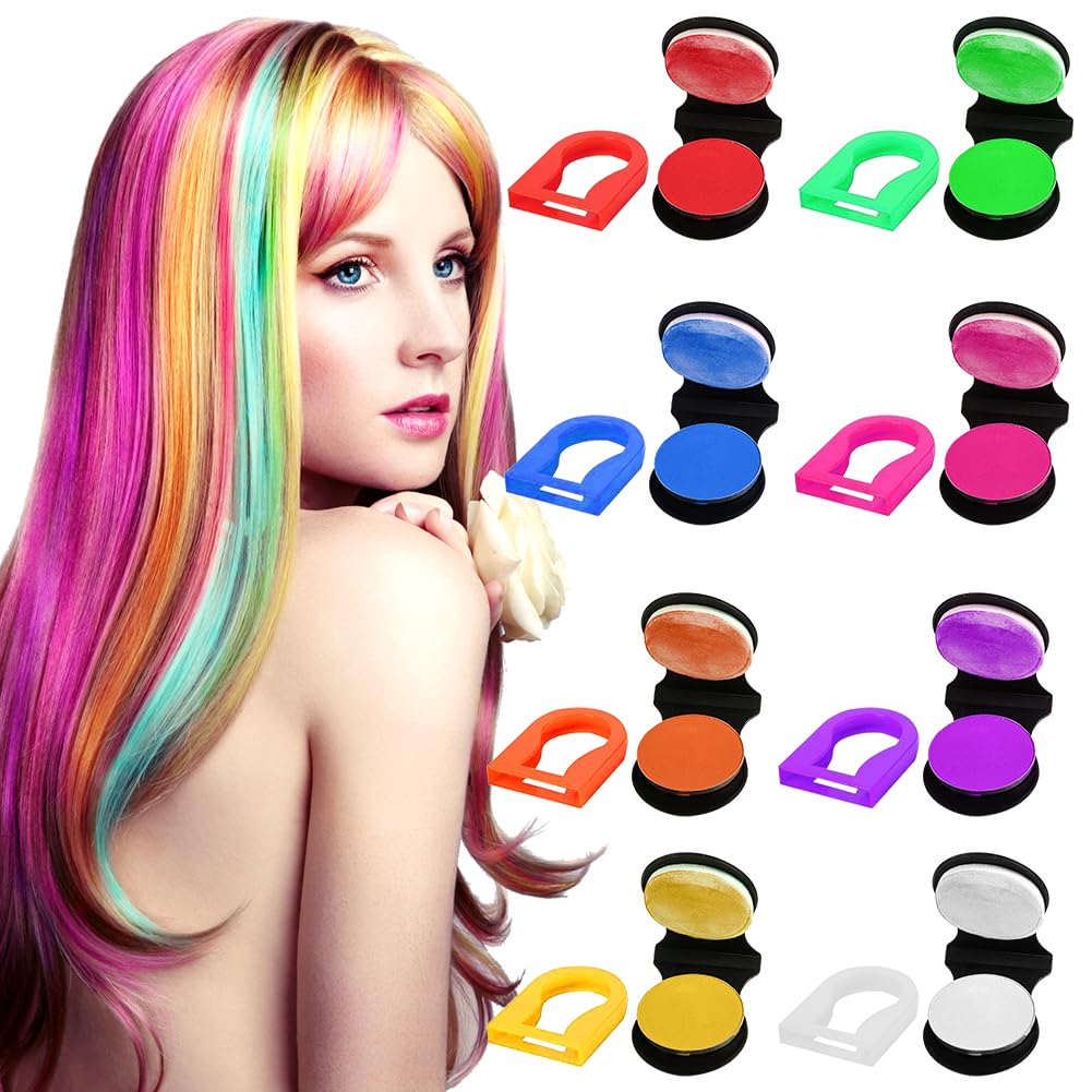 8 colores de tiza para el pelo peine para niñas, lavable, no tóxico, temporal, tinte para el pelo para niñas, niños, regalo DIY