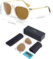 Vista 60 de ANDOILT Lentes de sol polarizados vintage para mujeres y hombres, protección UV, lentes de espejo redondos retro