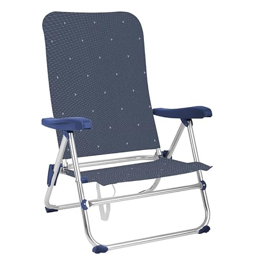 Creaciones Llopis Silla de Playa, Piscina, Camping o Jardín Plegable y Reclinable Diferentes Tamaños Aluminio Brillo 5 Posiciones (Silla Media)