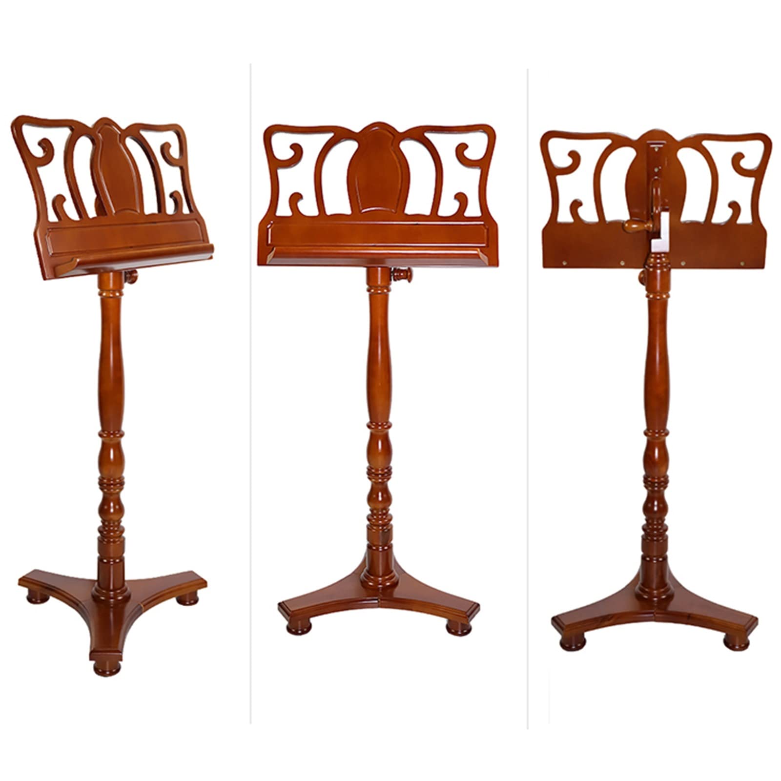 Leggio regolabile vintage in legno per spartiti musicali design treppiede per musicisti principianti e professionisti perfetto per palcoscenico studio e ufficio (marrone)