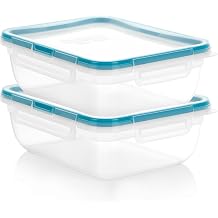 Snapware Plastic Total Solution 2-Pack, 8.5-Cup Food Storage Containers | Meal prep containers with plastic BPA-free lids with 4 locking tabs, microwave, dishwasher, freezer safe