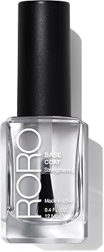 roro Base Coat Nail Polish for Women, Smooth Finish Primer Foundation, 21+ Free Vegan Cruelty-Free Formula, Clear .40fl oz