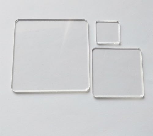 Miniatura 1 de Material cuadrado acrílico transparente en blanco, hoja cuadrada cortada con láser de plexiglás con esquinas redondas, accesorio de bricolaje de 18