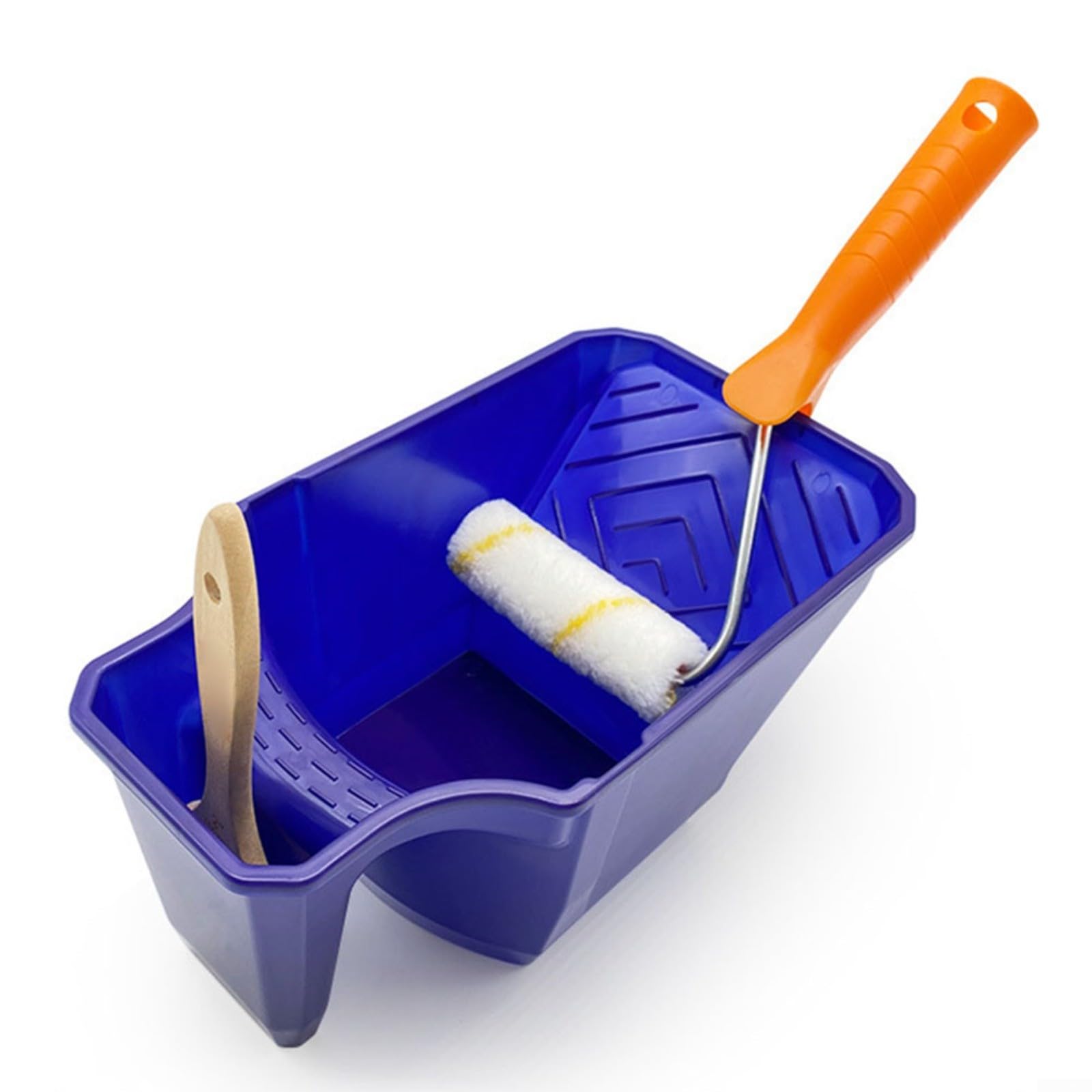 Bac à peinture avec support de brosse intégré résistant aux éclaboussures pour projets d'amélioration de la maison (bleu)