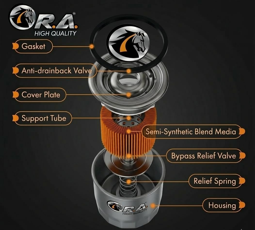 RA-4386 High Performance Engine Oil Filter Compatible With Toyota Camry, Corolla, RAV4, Prius, Highlander, Tacoma, Tundra, Lexus NX RX ES UX & Scion tC