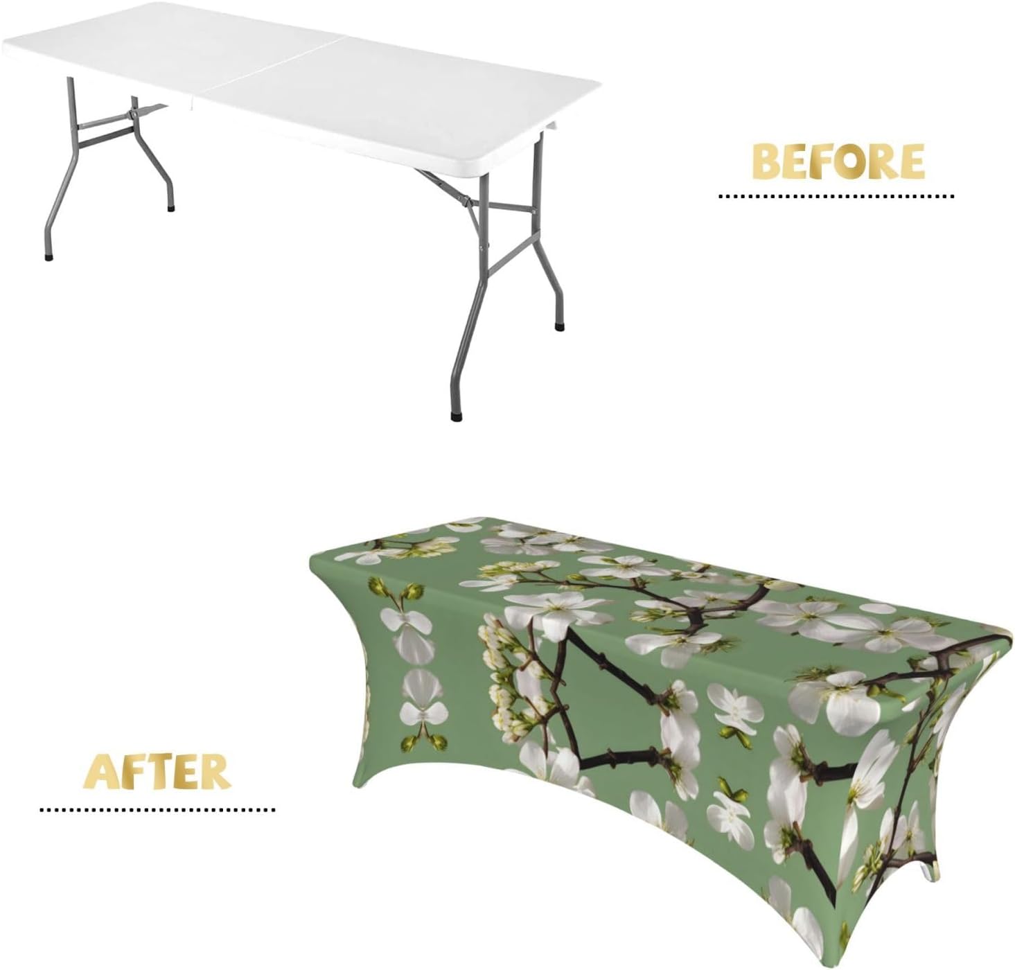 Dogwood Blossoms Print Table Cover Rectangular Tablecloth for 6-Foot Tables for Wedding Banquets Outdoor