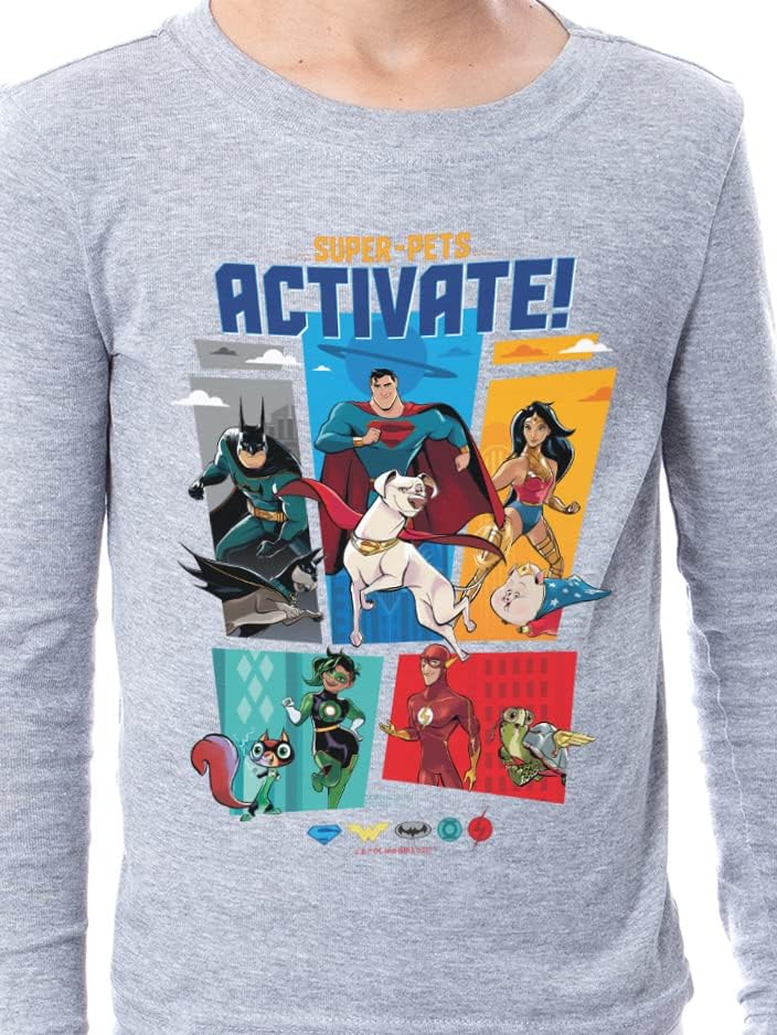 INTIMO DC League of Super-Pets Unisex Girls Boys Comics Film Movie Activate! Krypto Ace PB Merton Chip Sleep Pajama Set (12) Grey - Image 2