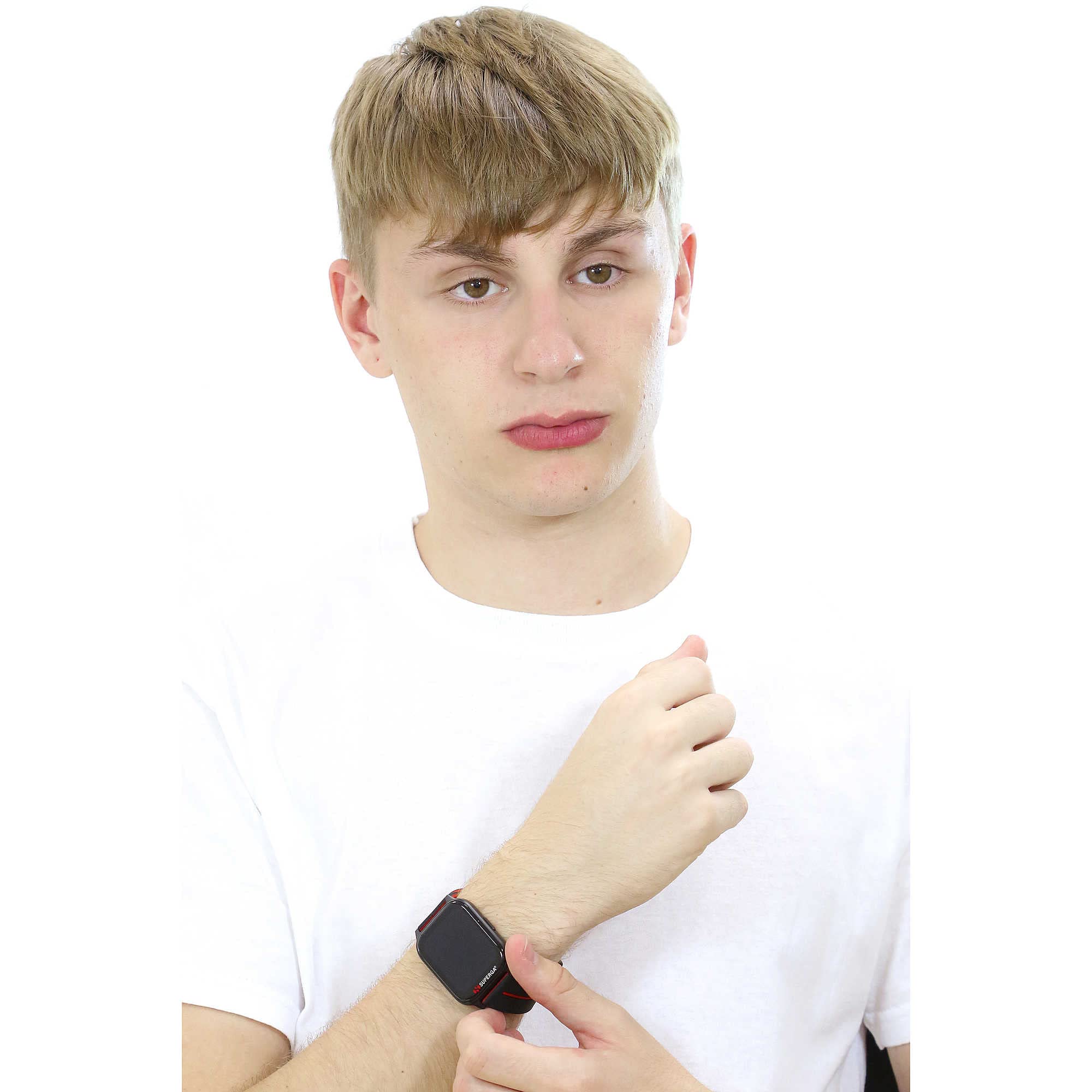 Smartwatch Superga Ink Per Uomo - Funzioni Monitoraggio Salute, Cassa Alluminio, Cinturino Silicone Nero/rosso