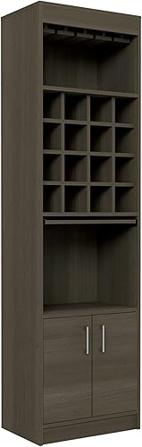 Miniatura 8 de Tuhome Armario de bar Kava, bandeja para servir oculta, dieciséis estante integrado para vino, un estante, puerta doble - roble mokey