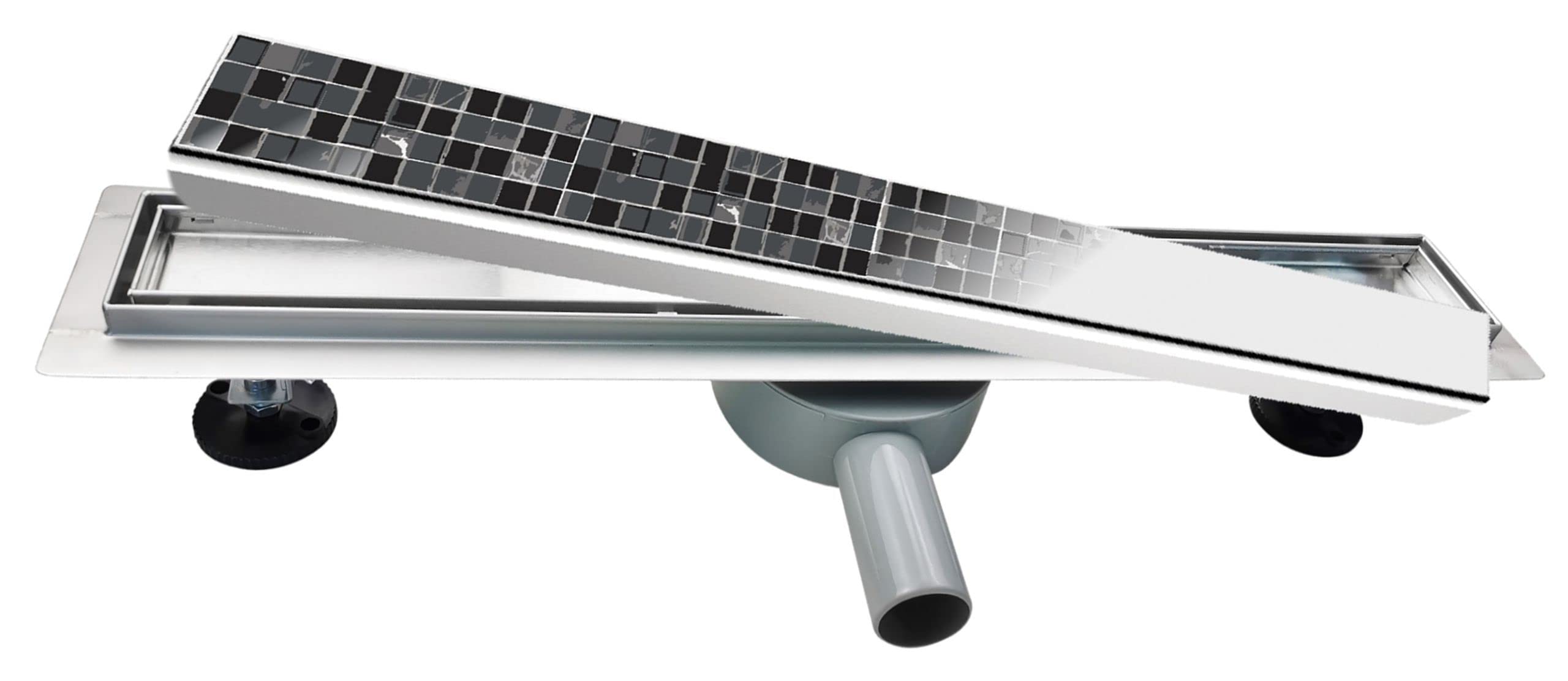 Desagüe De Ducha Canaleta De Ducha Lineal Con Rejilla De Doble Cara Sifón Giratorio De Acero Inoxidable Para Baldosa De 80 cm Plateado R04800