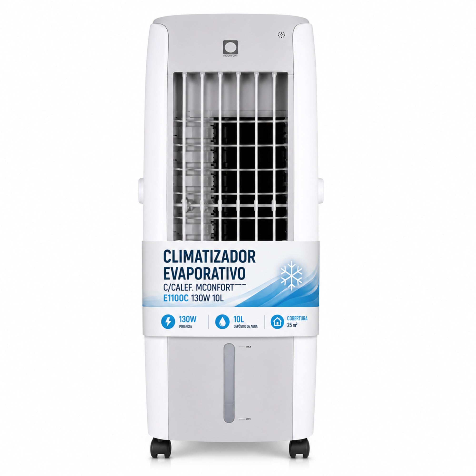 Vonala Climatizador Evaporativo con Calefacción E1100C – Enfriador de Aire Portátil 3 en 1, Depósito 10L, 6 Velocidades, Mando a Distancia, 130W, Cobertura 25m²