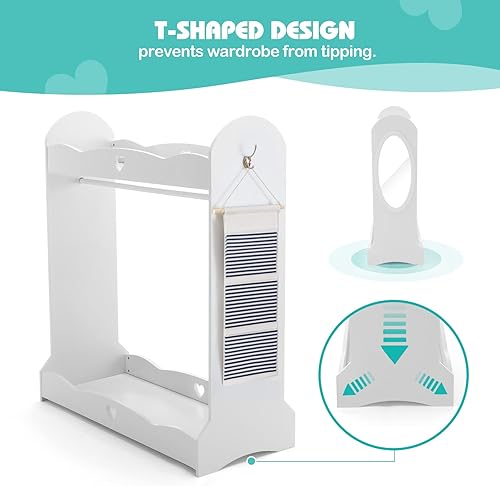 Miniatura 41 de JOYLDIAS - Armario de almacenamiento para niños con espejo y cajones, armario de almacenamiento para niños, armario de disfraces con estante