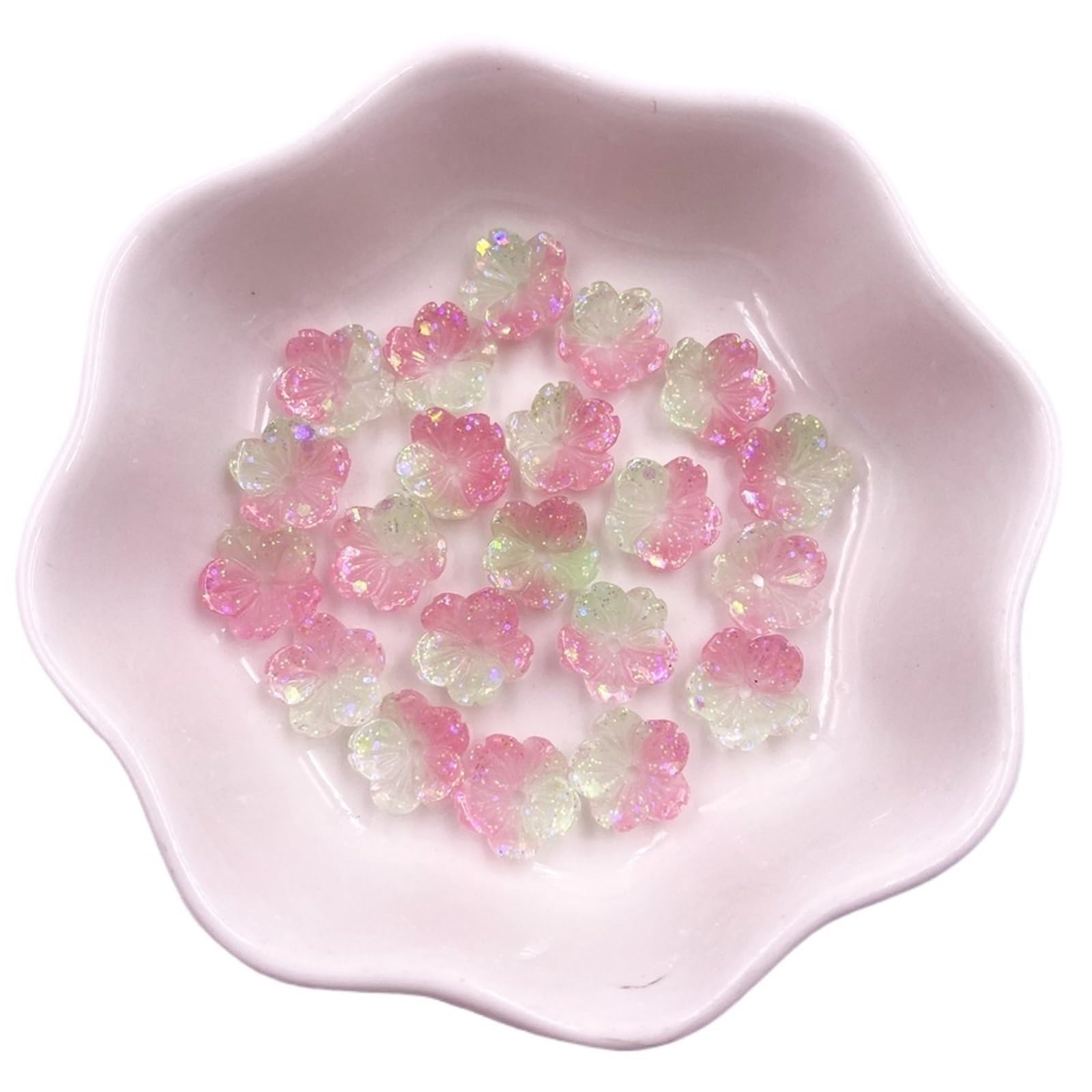 Wtaxbh Color8 Iron On Patches 200Pcs 10Mm Colorful 3D Flower Nail Art Flatback Rhinestone 1 Hole Bead Scrapbook Wedding Applique Diy Manicure Accessories Decor(Color8)