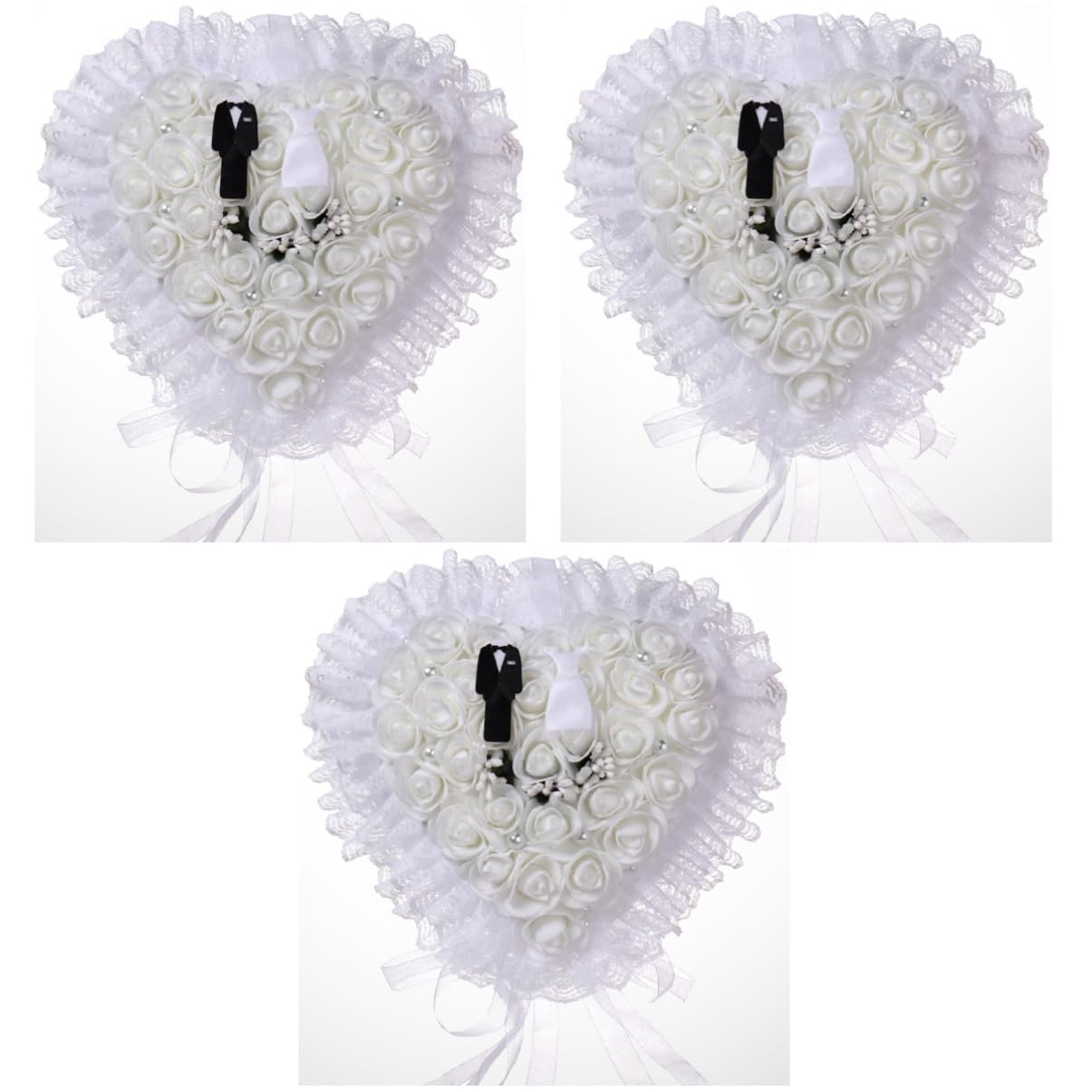 Cabilock 3 Cuscini Decorativi in ​​pizzo Floreale in Stile Occidentale Per Matrimonio Per Cerimonia Di Fidanzamento