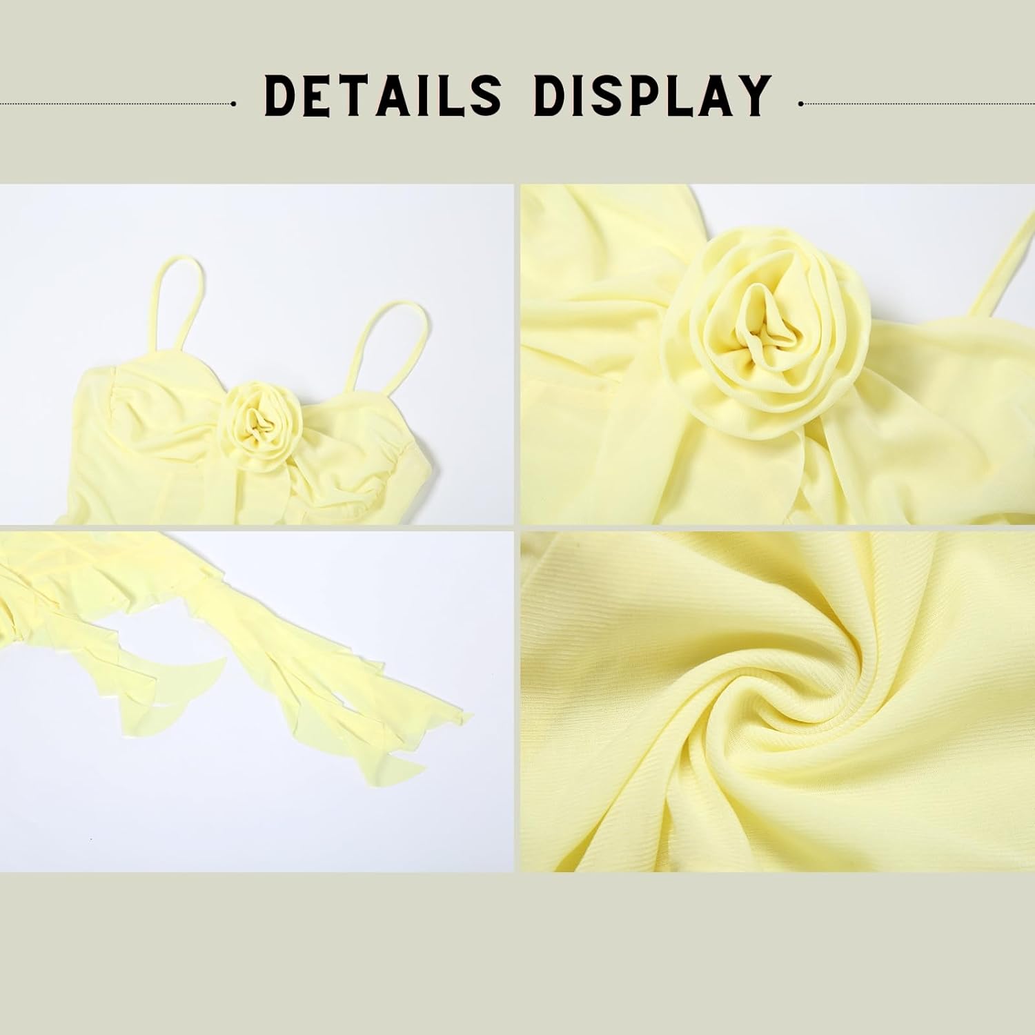 BAIMORE Women's Sexy Sheer Mesh V Neck Backless 3D Rosette Irregular Ruffle Cami Top - Image 5