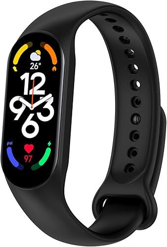 MOTONG Compatible con Xiaomi Mi Band 7 Correa de repuesto - Correa de silicona de repuesto compatible con Xiaomi Mi Band 7 (negro silicona)