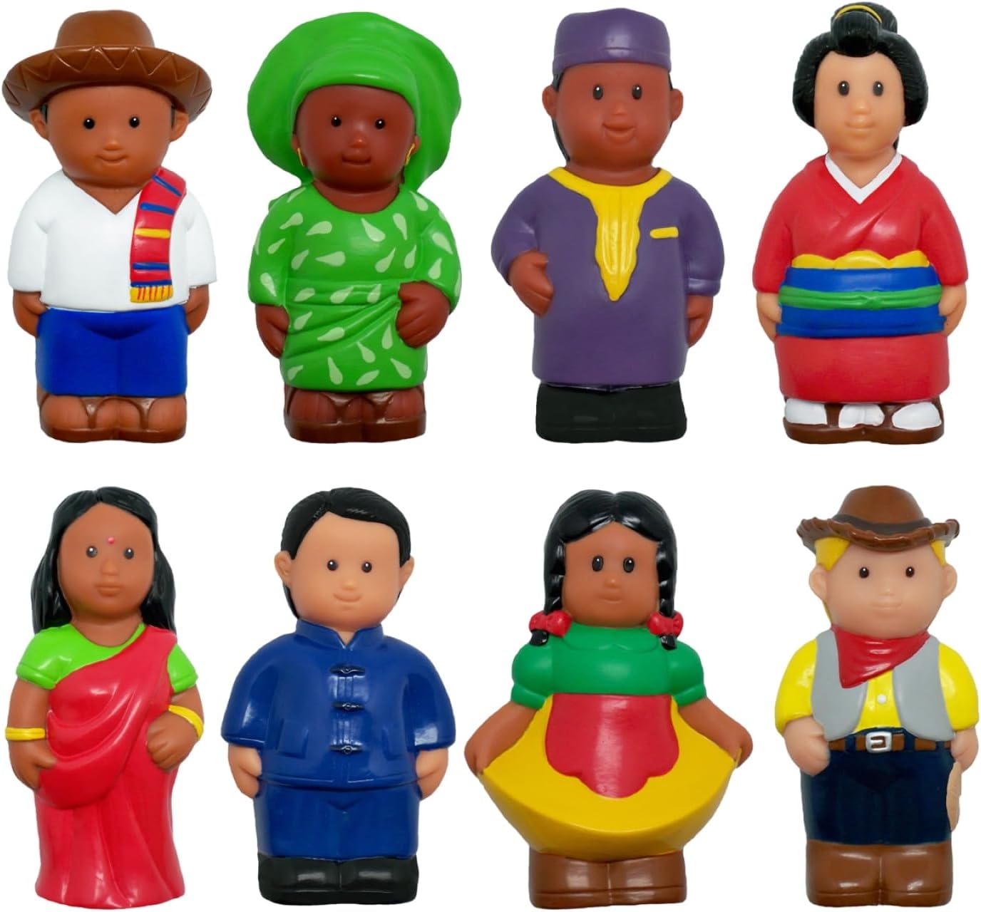 Get Ready Kids Around The World Multicultural Figures Set of 8 | 5 Inch Diversity People Toys for Toddlers, Preschool, Classroom & Daycare | Cultural Learning Playset Boys & Girls