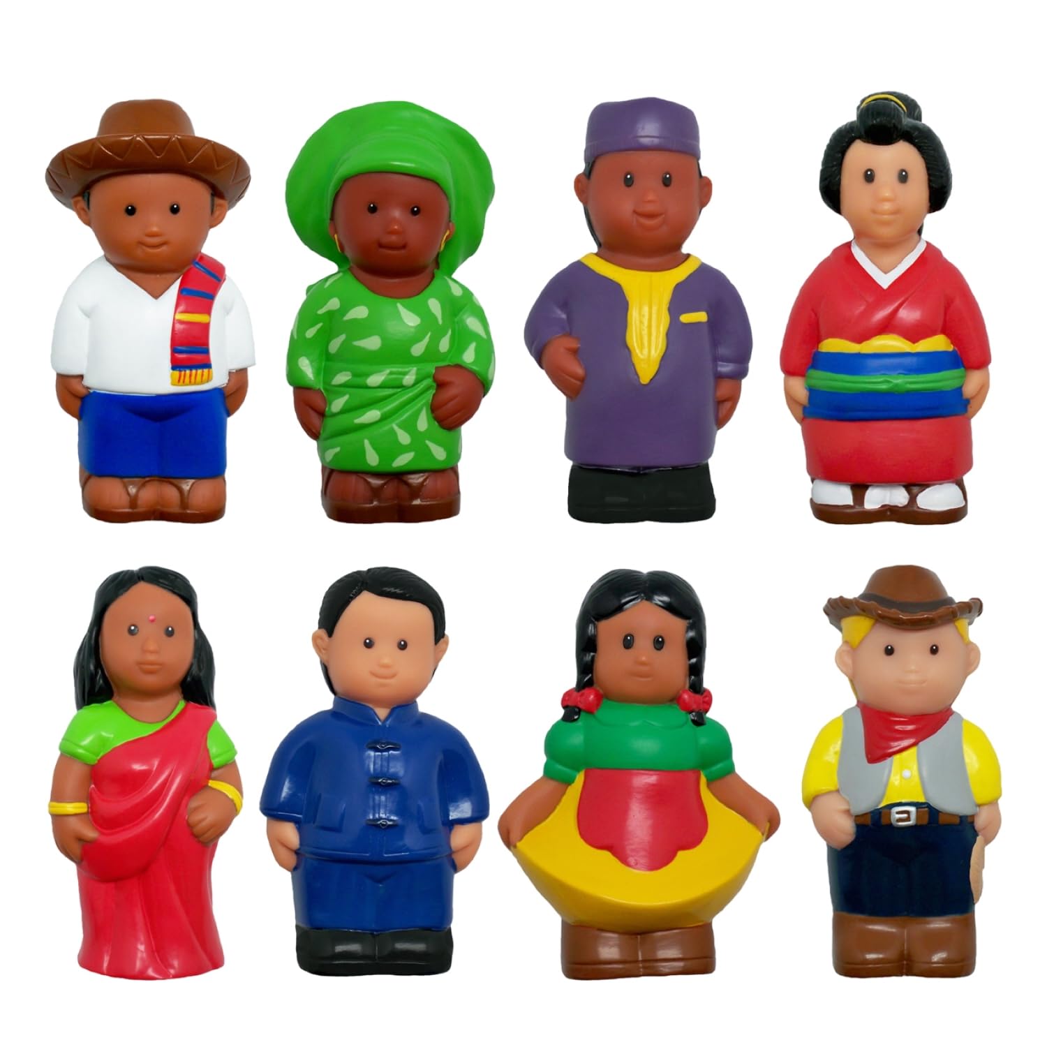 Get Ready Kids Around The World Multicultural Figures Set of 8 | 5 Inch Diversity People Toys for Toddlers, Preschool, Classroom & Daycare | Cultural Learning Playset Boys & Girls