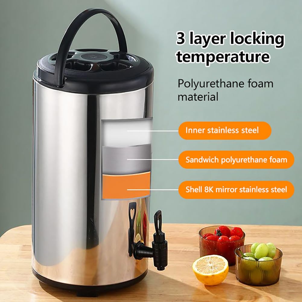 Izolowany dozownik napojów ze stali nierdzewnej, duża pojemność 6 l / 8 l / 10 l / 12 l, utrzymuje napoje gorące i zimne na piknik, imprezy, bufety