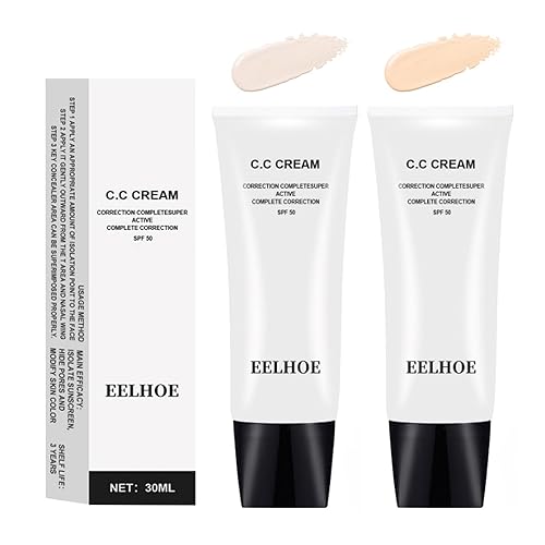 Newvenper CC Cream Foundation SPF50+ Ajuste del tono de piel Crema correctora de color Crema protector solar facial impermeable y a prueba de sudor,