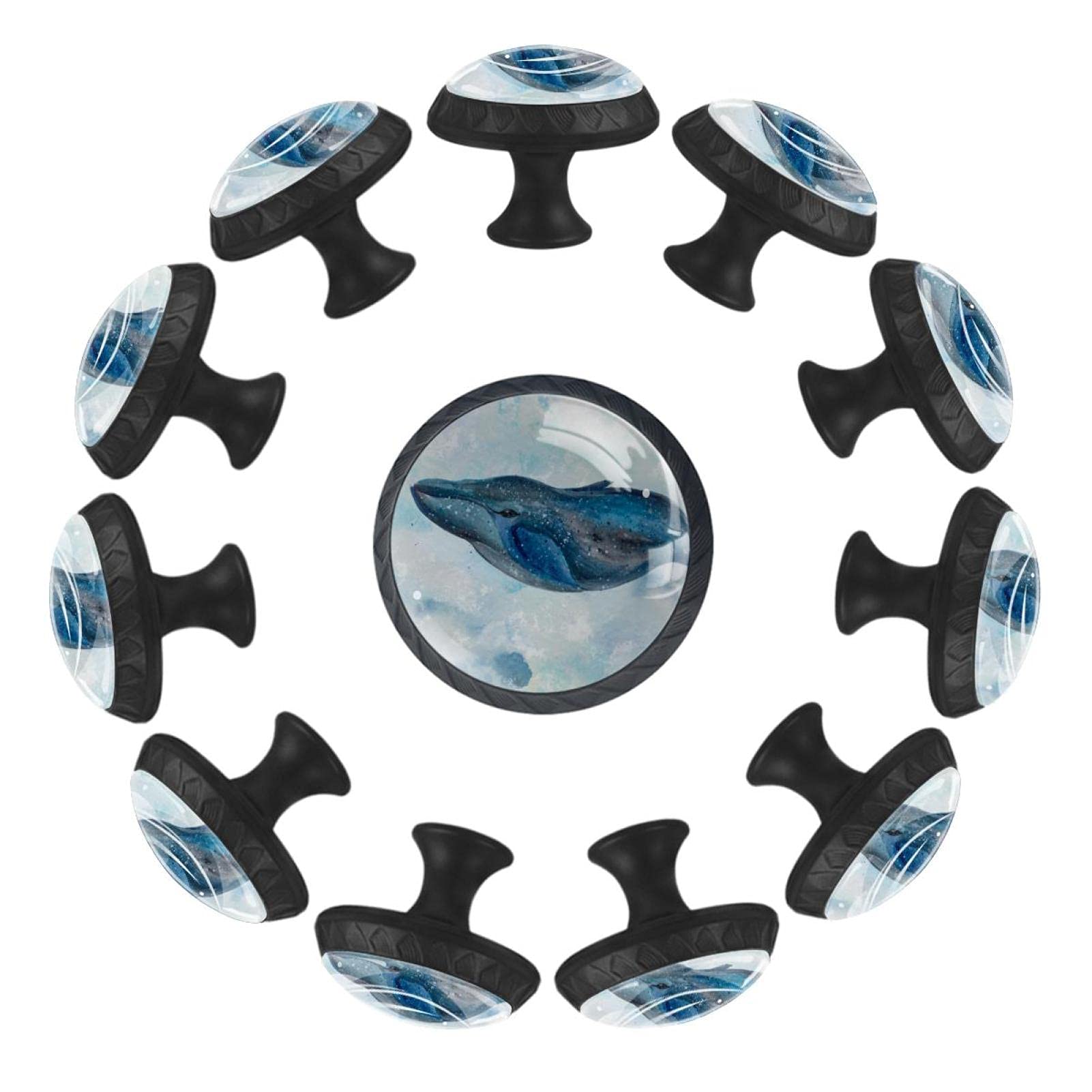 Boutons de tiroir baleine ronds de 35 mm au design marin ludique et doux