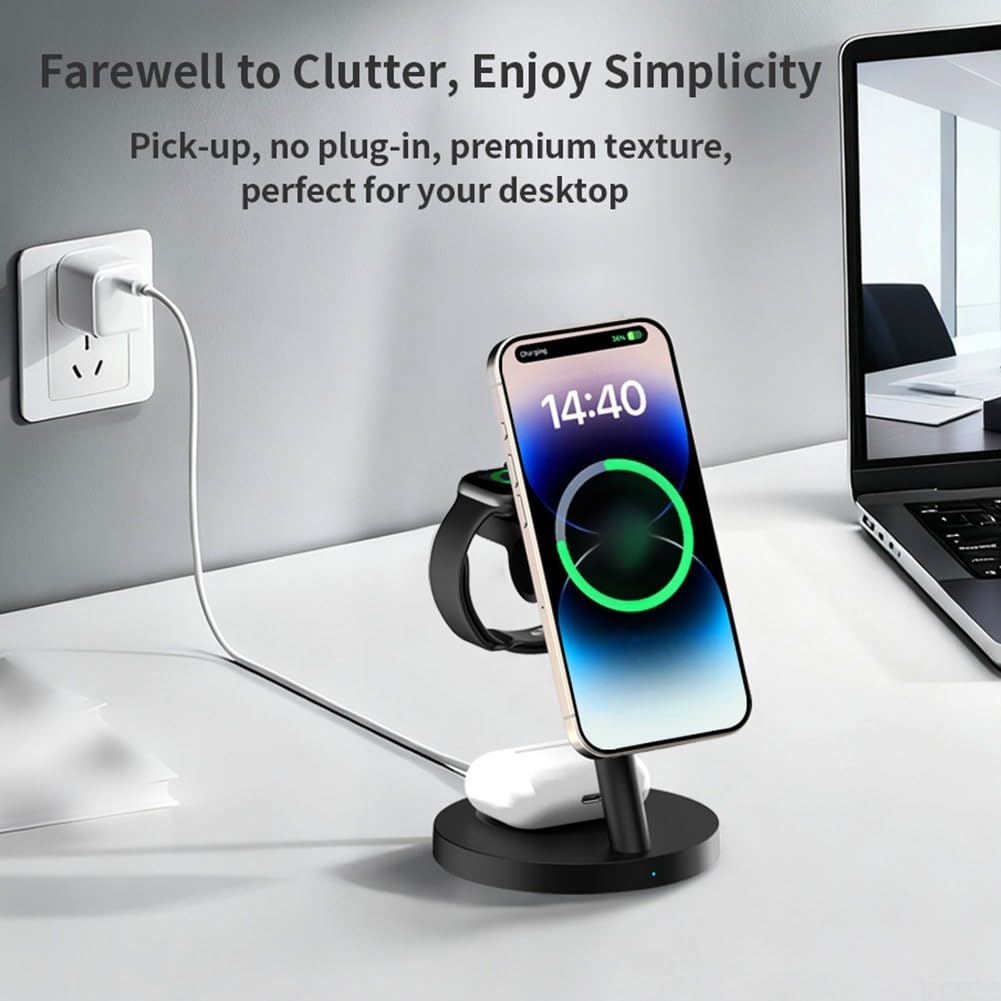 Caricabatterie wireless triplo da 25 W per Samsung Galaxy Series S26 S25 S24 S23 Fold Flip e compatibile con modelli Galaxy Watch (bianco)