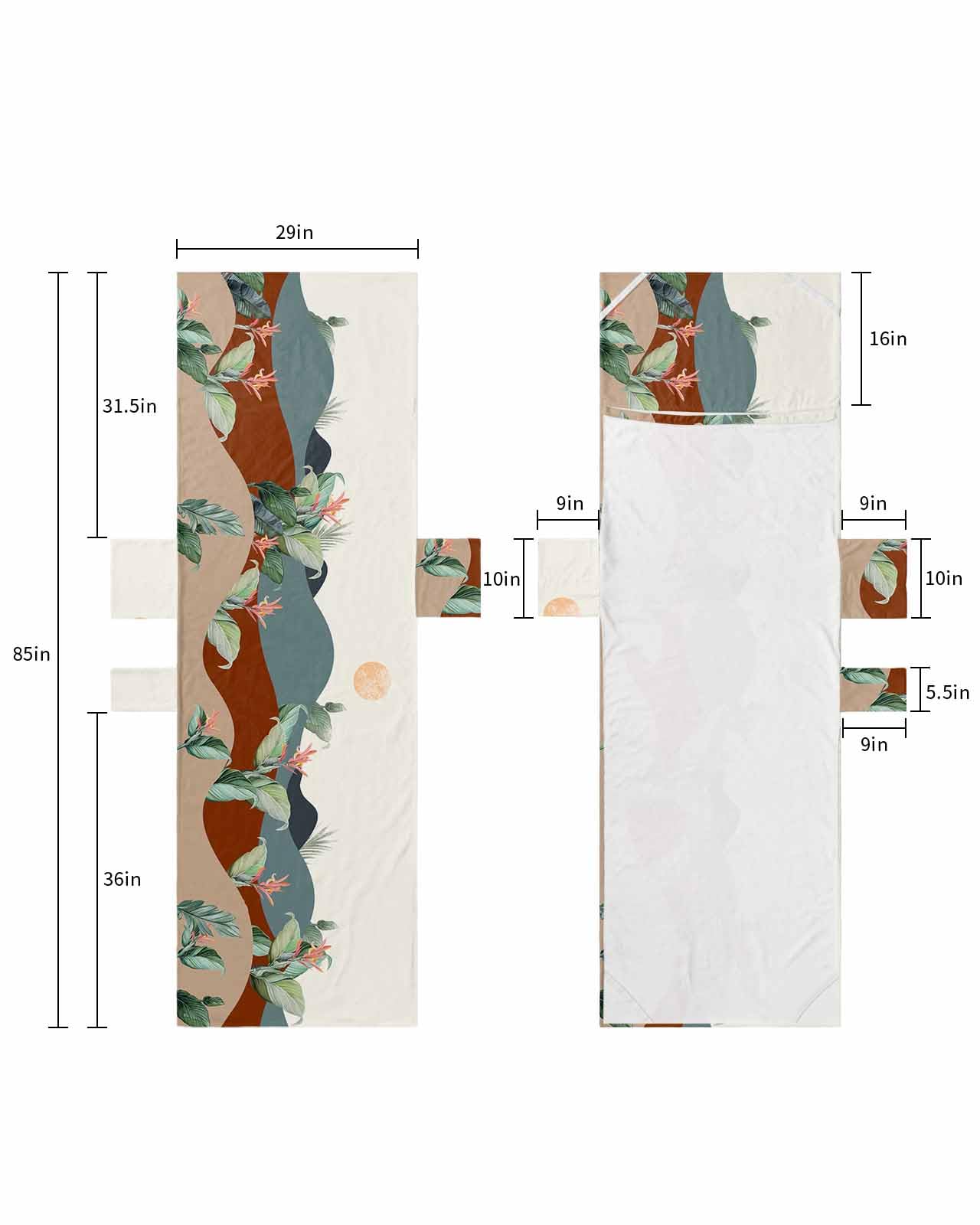 Abstract Geometric Beach Lounge Chair Towel Cover, Soft Chaise Lounge Towel with Side Pockets Patio Pool Chairs Cover for Beach/Pool Sunbathing 29x85 Summer Botanical Modern Boho Art
