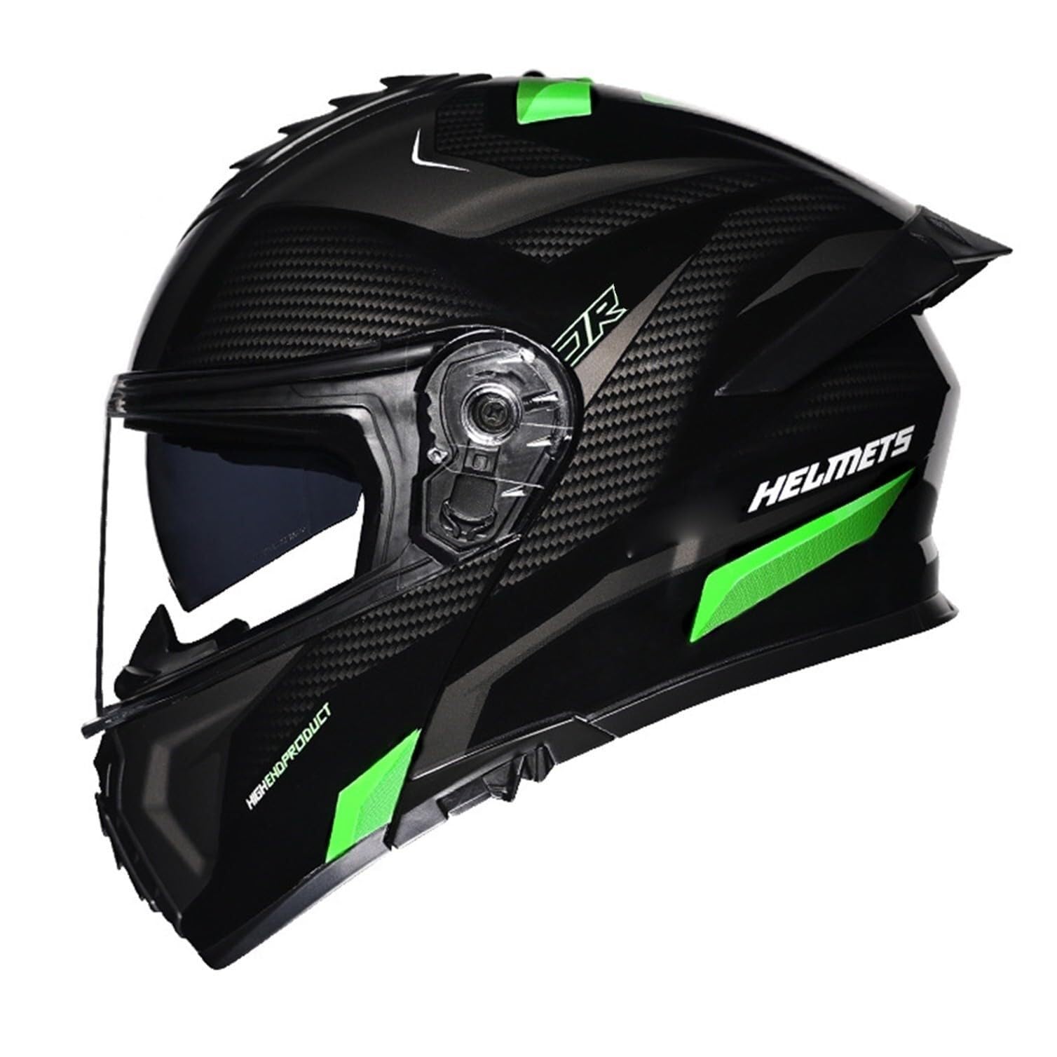 Casque moto intégral flip-up avec double visière solaire