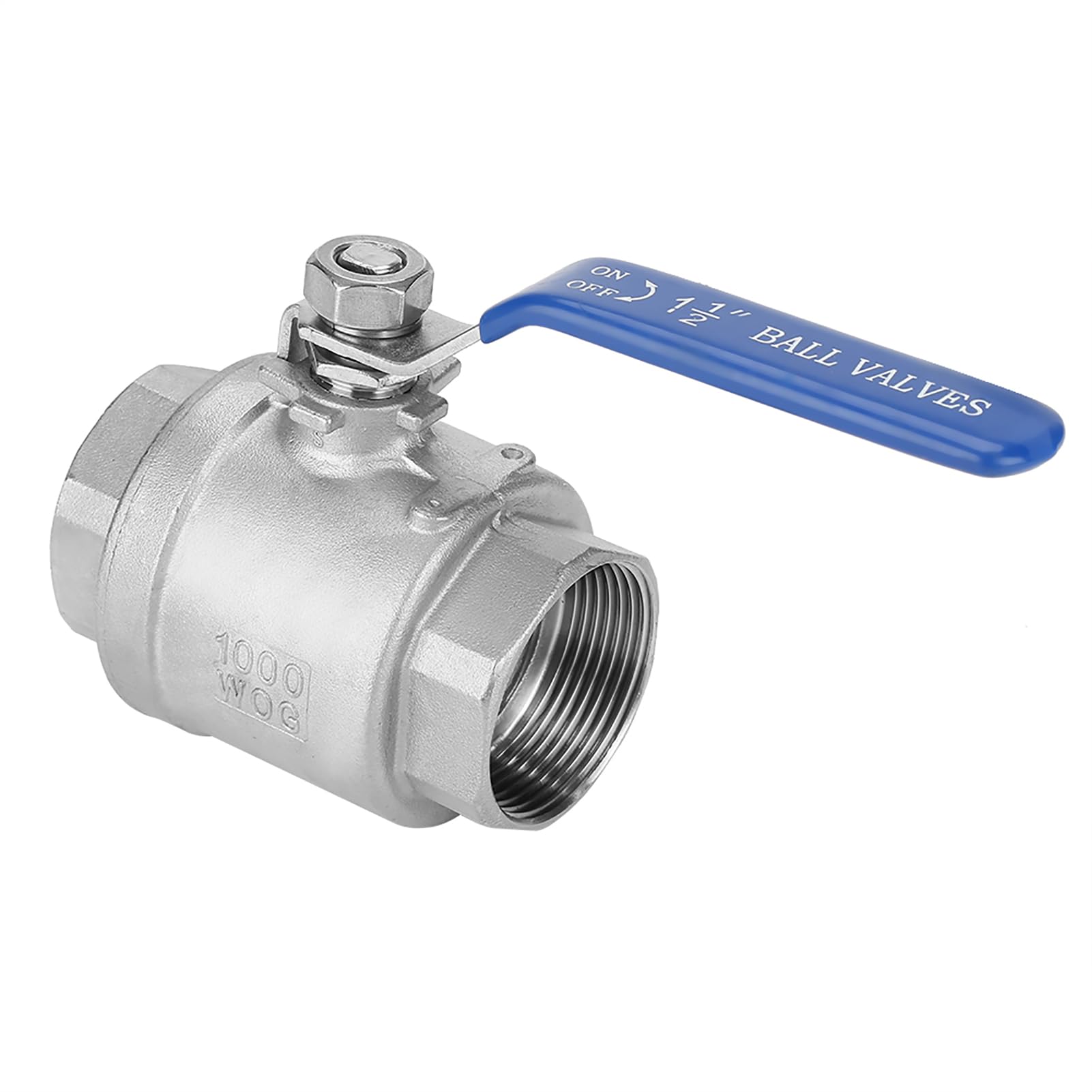 Zawór Kulowy 2-drogowy DN40 1-1/2" ze Stali Nierdzewnej z Niebieskimi Pokrętłami – Zawór Kulowy WOG, Zawór Kulowy ze Stali Nierdzewnej do Zastosowań Przemysłowych