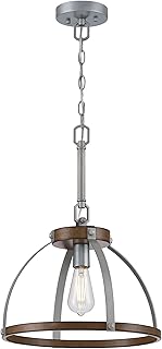 Westinghouse 6127500 Oak Lane Vintage-Style One Light Indoor Pendant/Semi-Flush Mount Ceiling Fixture, Barnwood Finish with Galvanized Steel Accents