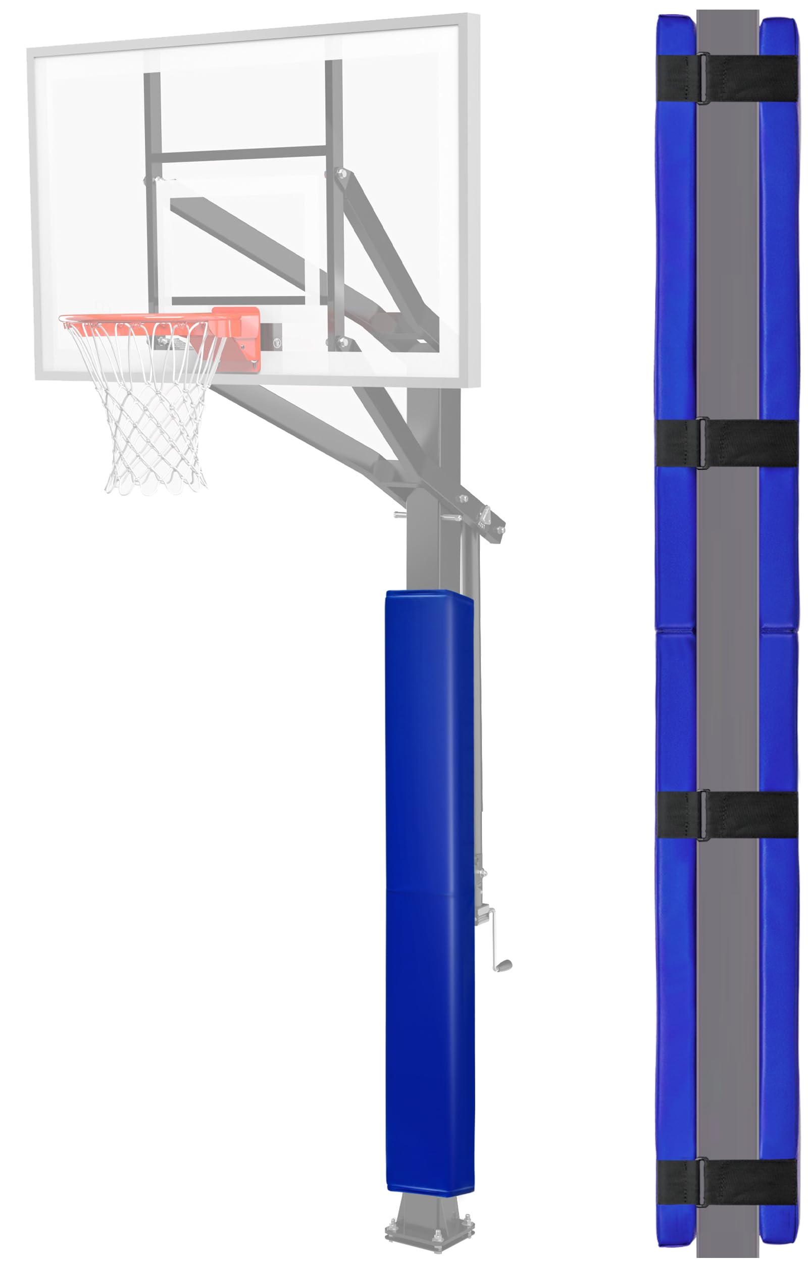 72" Tall Basketball Pole Pads, All-Weather Square Basketball Pole Padding Outdoor, 2" Thick Heavy Duty Wrap-Around Protective Pads for Fixed Height &amp; Adjustable Basketball Hoop Poles