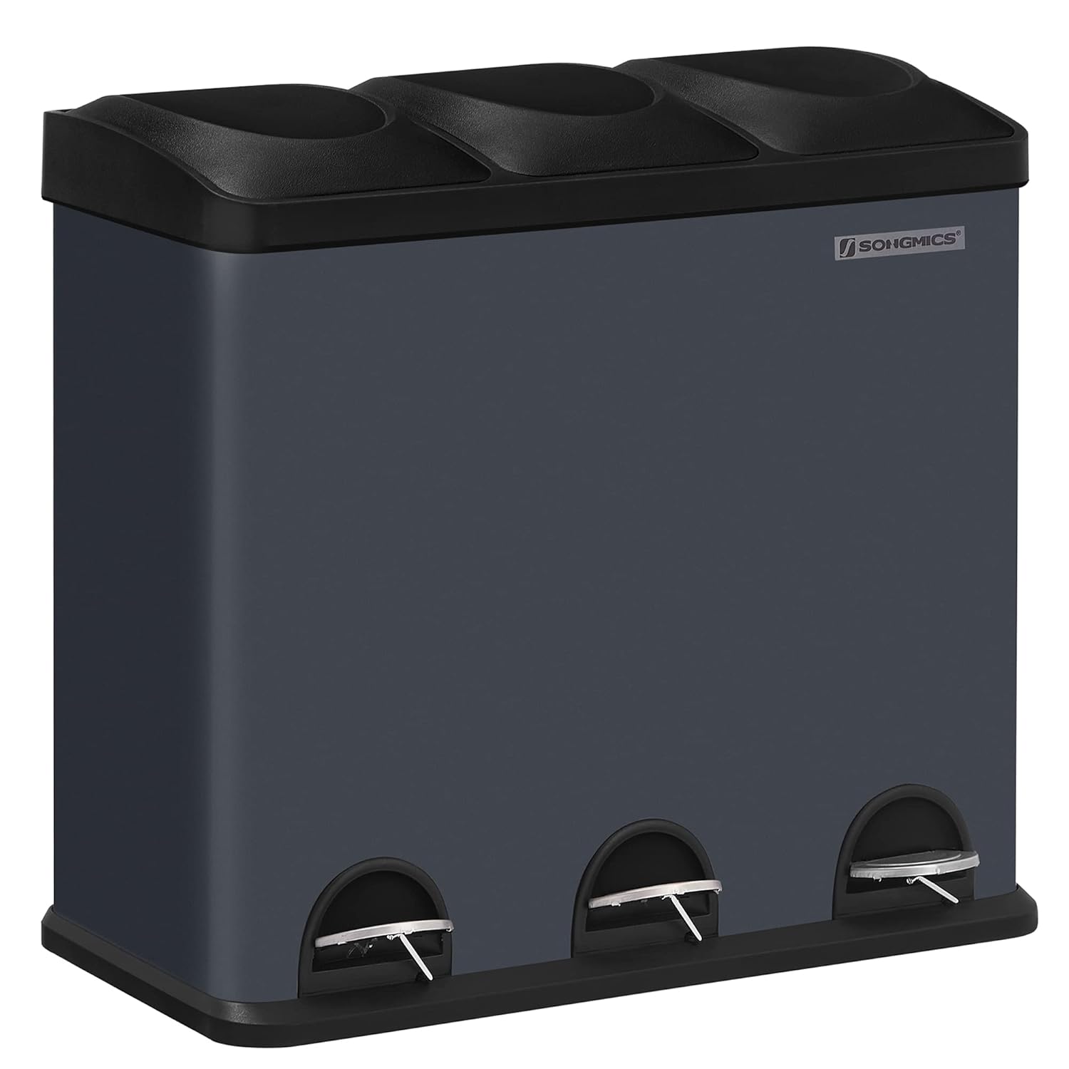 SONGMICS Kitchen Waste Bin 54 Litre Pedal Bin with 3 Compartments Inner