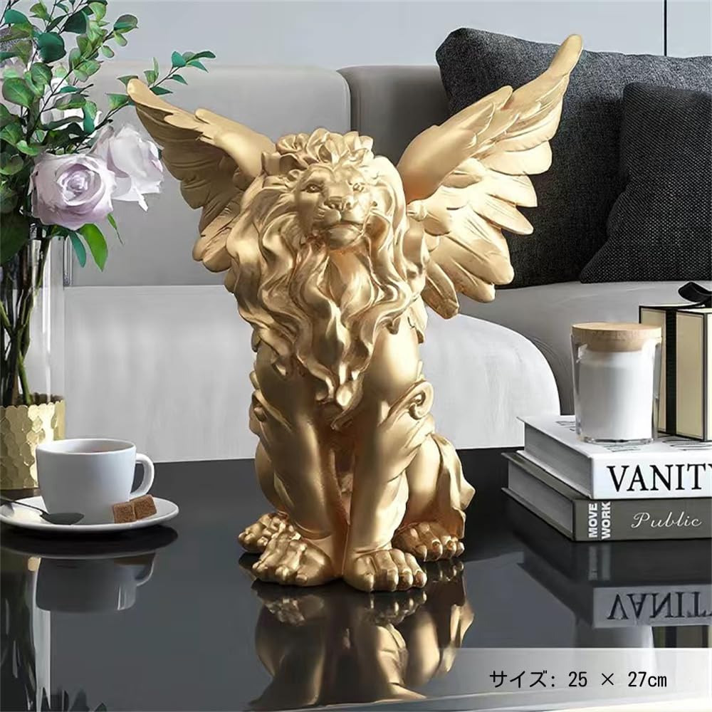 MD570【現代上品な工芸品】ライオン☆開運☆ 財運☆招福☆ 彫刻☆置物