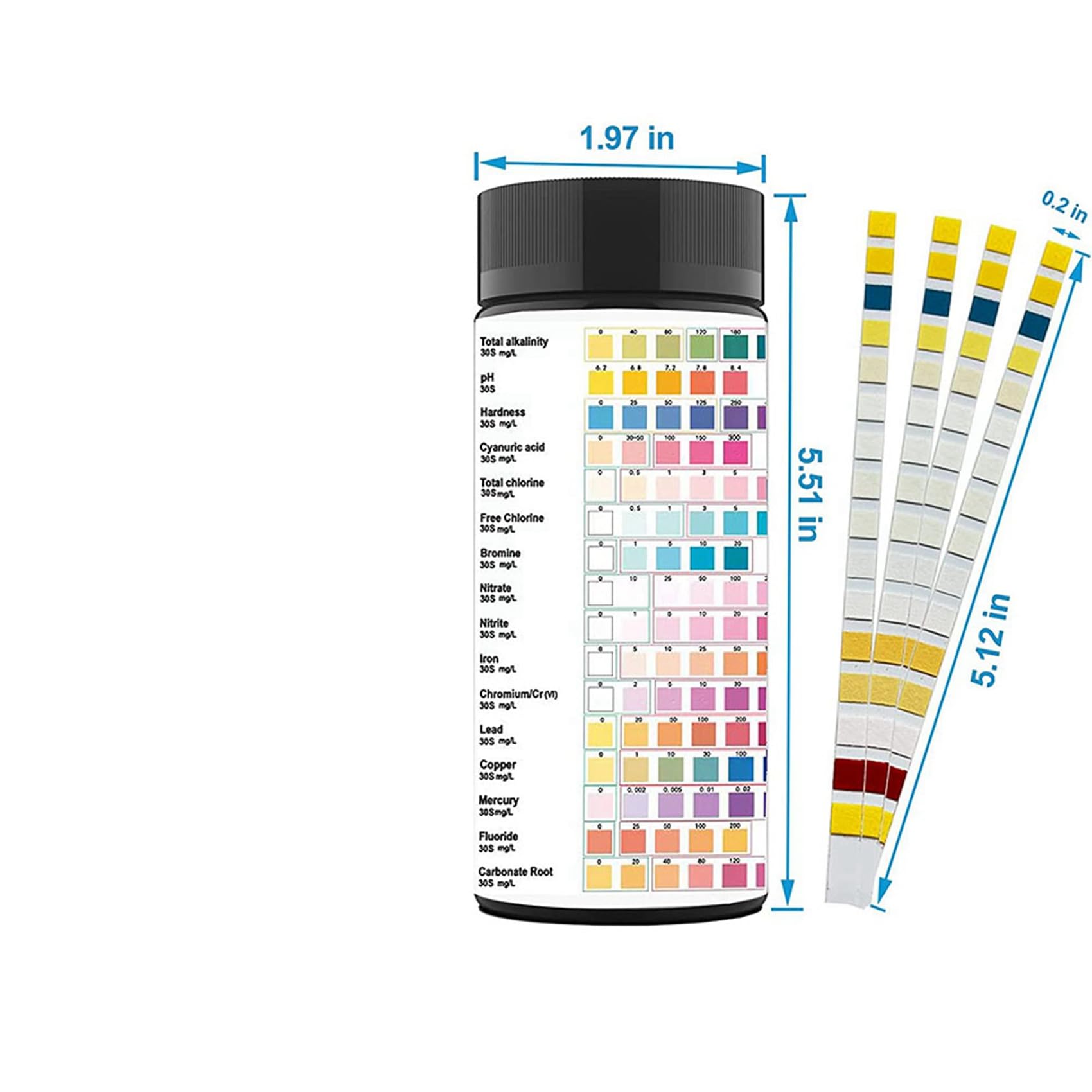 16 nel 1 Kit per il Test 'Acqua, 600 Pezzi di Strisce per il Test 'Acqua Potabile, Strisce per il Test 'Acqua di Rubinetto e di Pozzo e Test per PH,