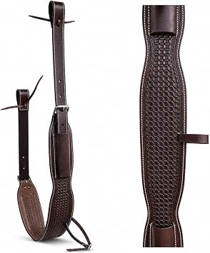 CHALLENGER Horse Western Basketweave Tooled Leather Rear Flank Saddle Cinch Billets 9780