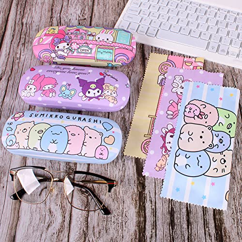 Image of ADBGV Cute Stylish Hard Shell Eyeglasses Cases Protective Case Storage Box With Glasses Cloth Eyeglass Strap for Girl Teen