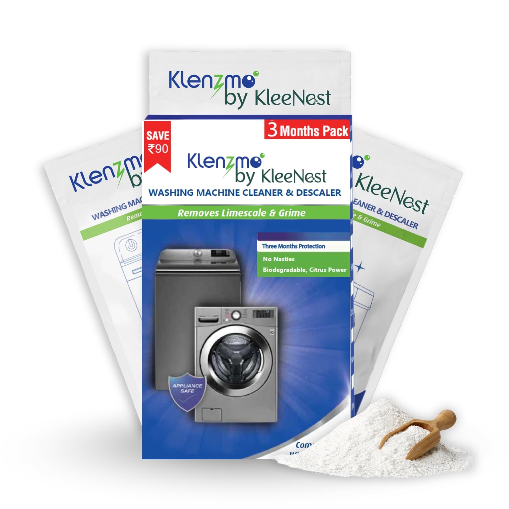 Klenzmo Washing Machine Cleaner & Descaling Powder 180g (Pack of 3) (1)