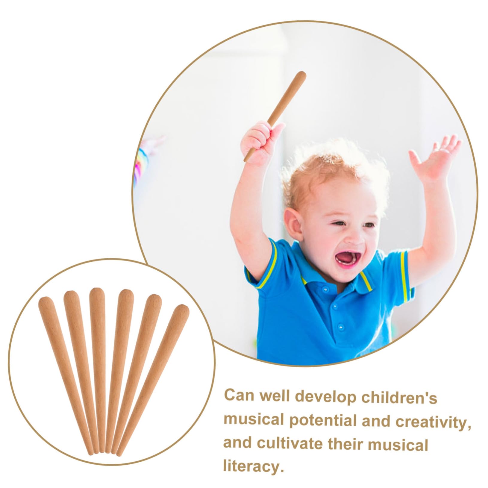 Levemolo 5sets Wooden Drumstick Set Rhythm Stick Set Percussion Musical Instruments for Boys and Girls and Adults 6pcs*5