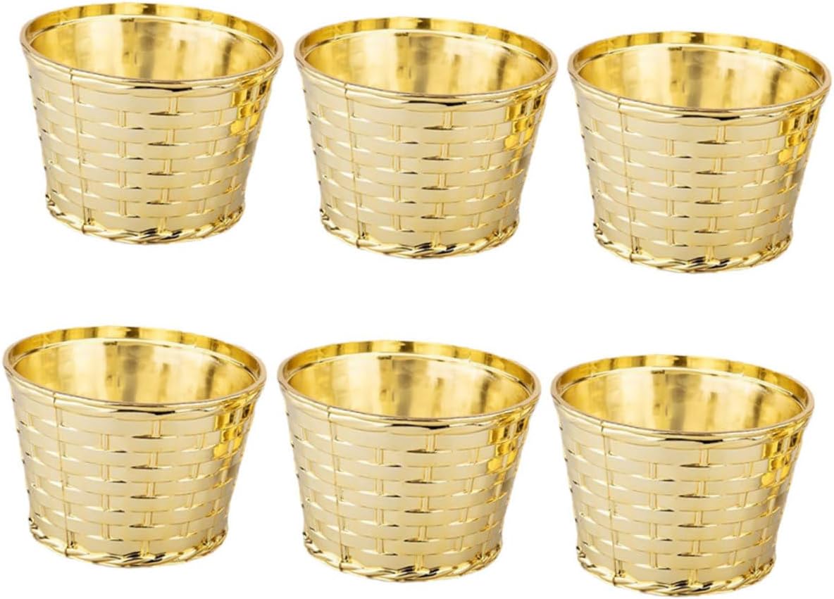 Homoyoyo 6pcs Mini Christmas Tree Stand Basket 12cm Woven Design Plastic Xmas Tree Base Support Bracket for Desktop Holiday Decoration