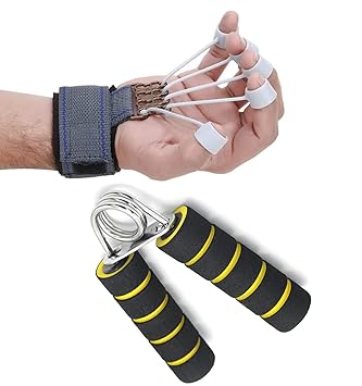 Pheonix Combo Finger Exerciser and Foam Hand Gripper Home Gym Exerciser (Pack of 2)