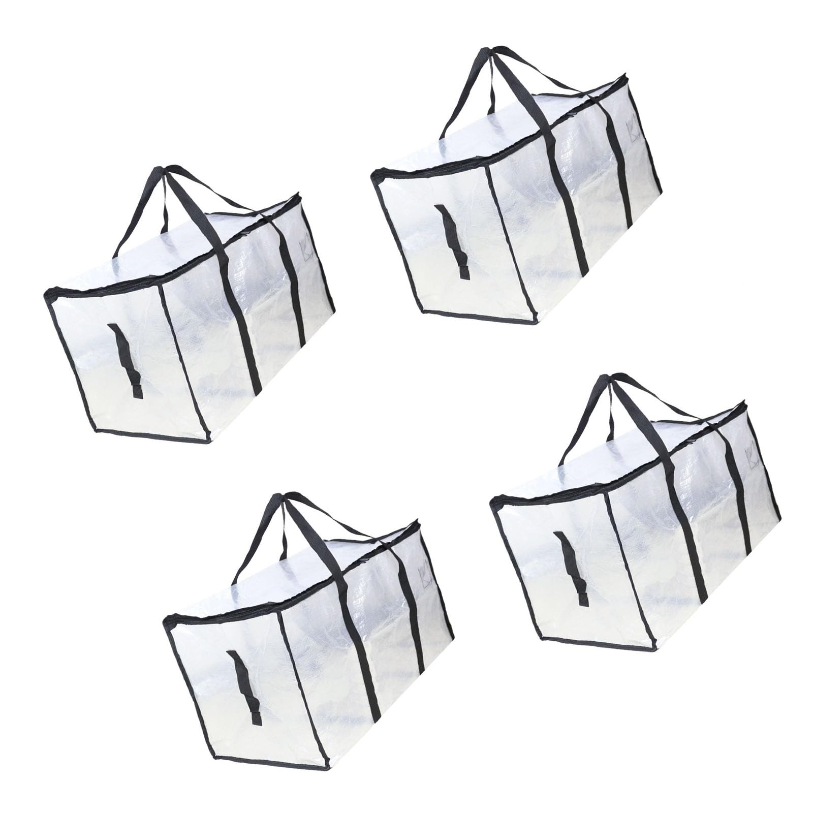 Jazuaiao 4 Pack Space Efficient Clear Moving Bags with Backpack Strap Transparents Clothing Organizers Clothes Storage Solution Strong Handles Storage Bag