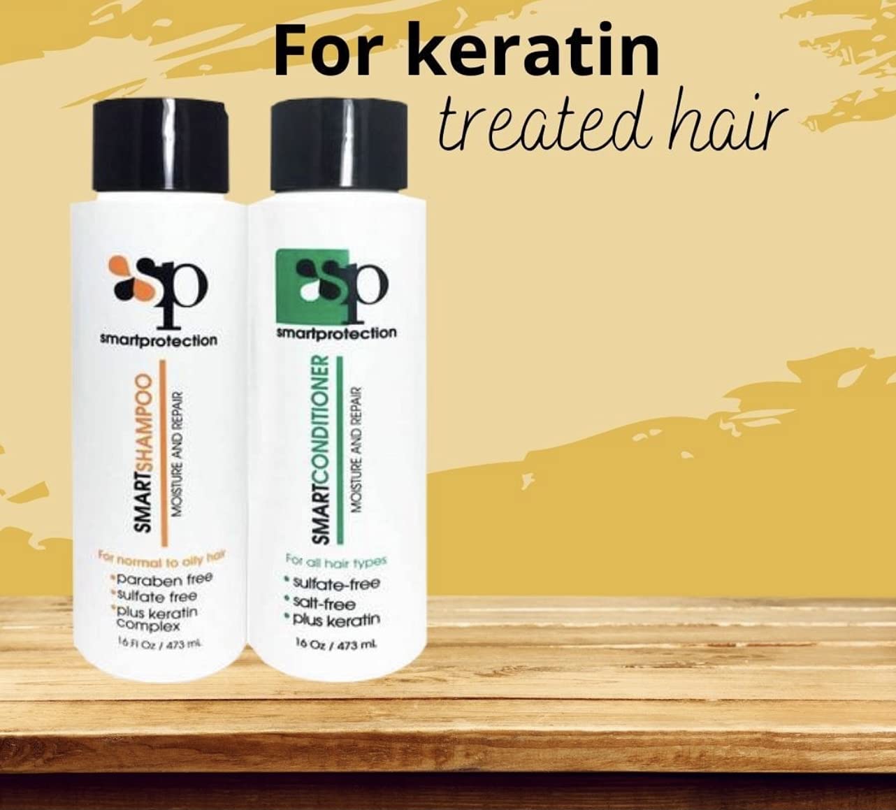 Moisture Shampoo and Conditioner Sulfate & Paraben Free 16oz for Keratin Treated Hair by Smart Protection
