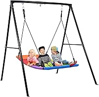 Trekassy 440lbs Heavy Duty A-Frame Swing Set with 60" Large Platform Swing for Backyard Outdoor Play
