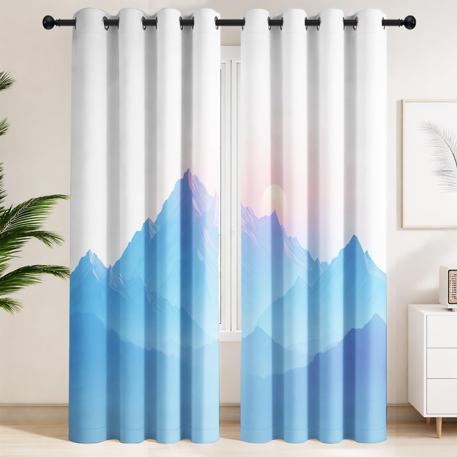 Rideaux Occultants pour Chambre d'enfant Ambiance Sereine Collines Rose et Bleu