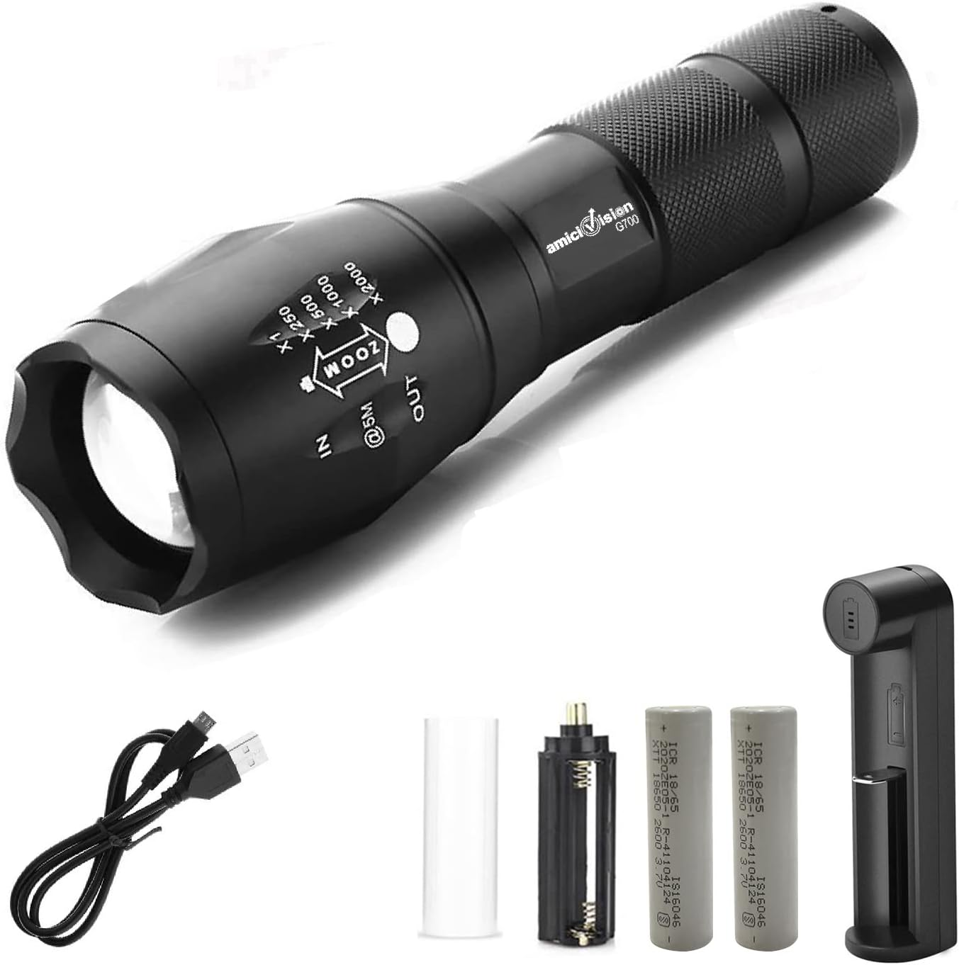 Metal LED Torch Flashlight XML T6WaterResistance 5Modes Adjustable Focus