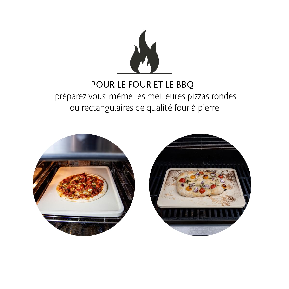 Boska Luxueuse Pierre à Pizza Rectangulaire/Pour le four et bbq/Pizza de qualité four en briques/Bord surélevé luxueux/Cordiérite / 32x40 cm